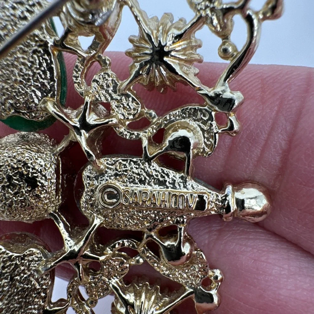Sarah Coventry Galaxy Pin Pendant‎ AB Rhinestone Faux Pearl Gold Tone Brooch